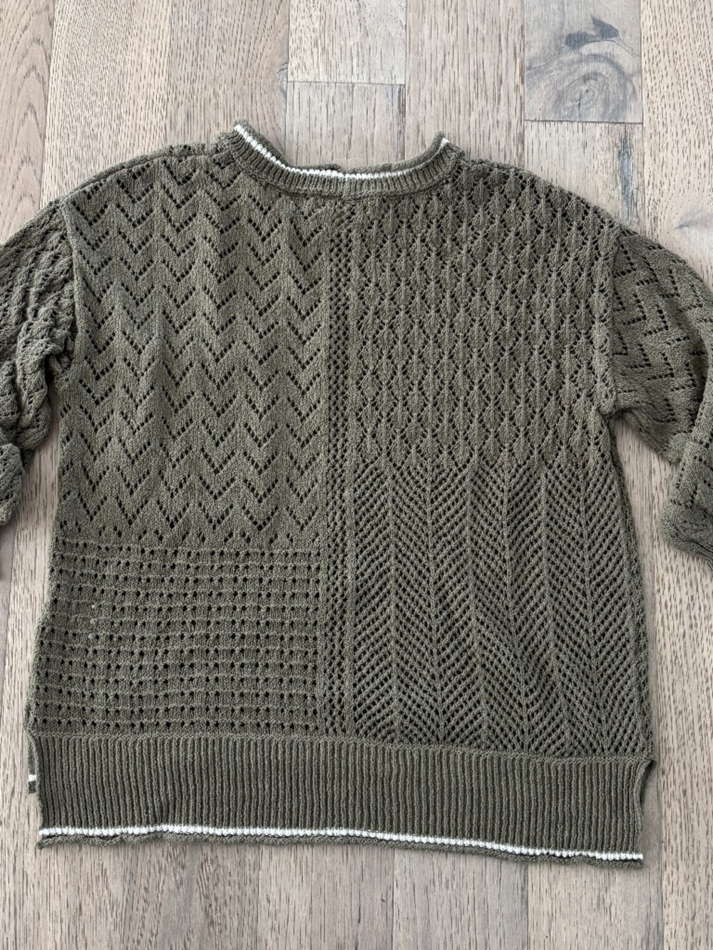 Democracy Pointelle Tipped Sweater - Olive Green Size S - Picture 5 of 11